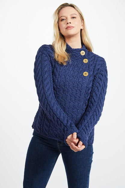 Aran Woollen Mills - B840 | damestrui merinowol met knopen