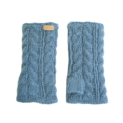 Erin Knitwear - Aran Cable hand warmers PK927 | wool wrist warmers