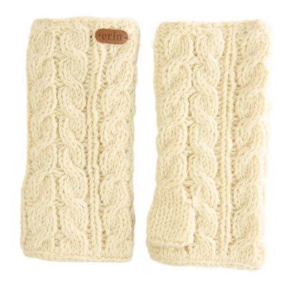 Erin Knitwear - Aran Cable hand warmers PK927 | wool wrist warmers