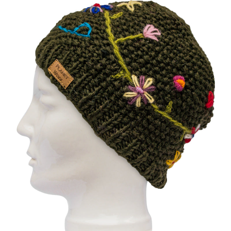 Planet Wool - Short flowerhat | wollen muts met bloemen