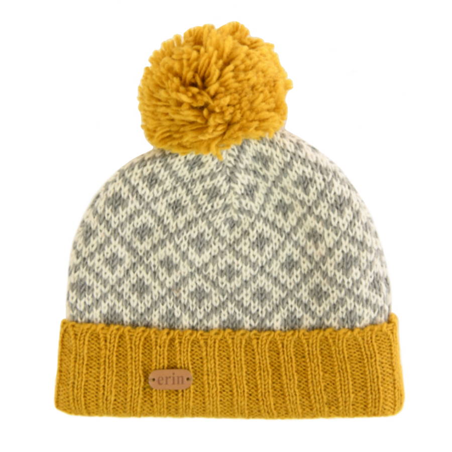 Erin Knitwear - Turn up hat bobble | wollen muts