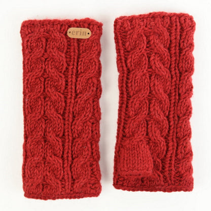 Erin Knitwear - Aran Cable hand warmers PK927 | wool wrist warmers